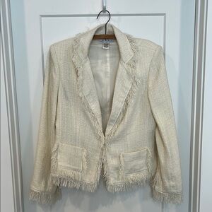 CAbi Cream Fringe Trim Blazer